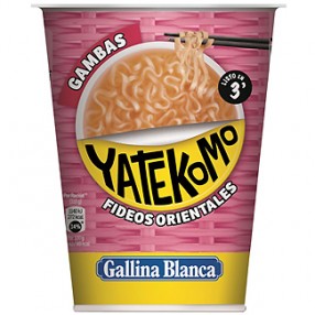 YATEKOMO GALLINA BLANCA Fideos orientales sabor gambas vaso 61 grs